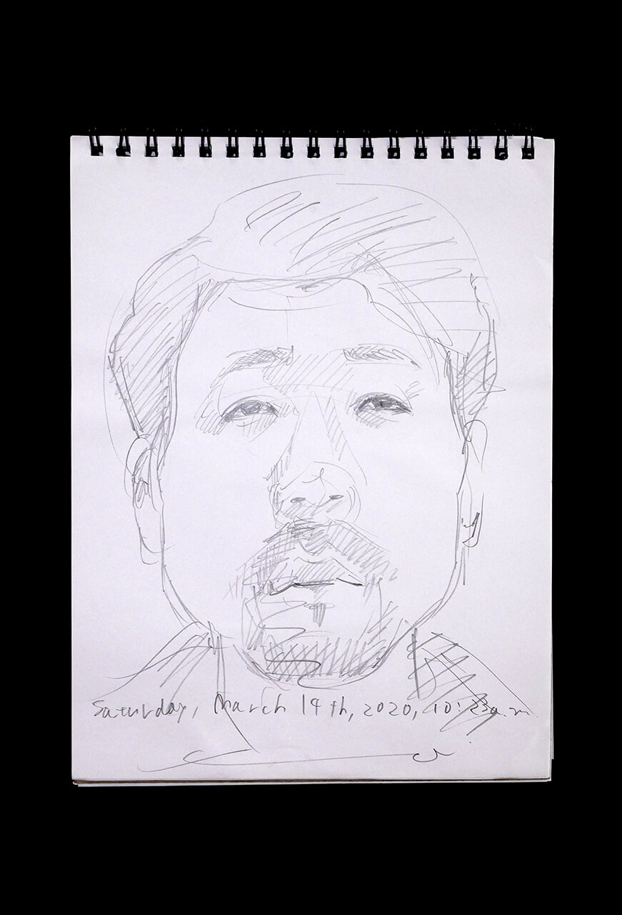 Contemporary artist SHINTAKU Tomoni's 2020/3/14 Self-portrait or pencil drawing