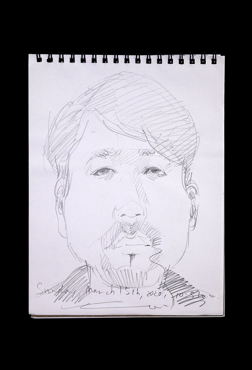 Contemporary artist SHINTAKU Tomoni's 2020/3/15 Self-portrait or pencil drawing