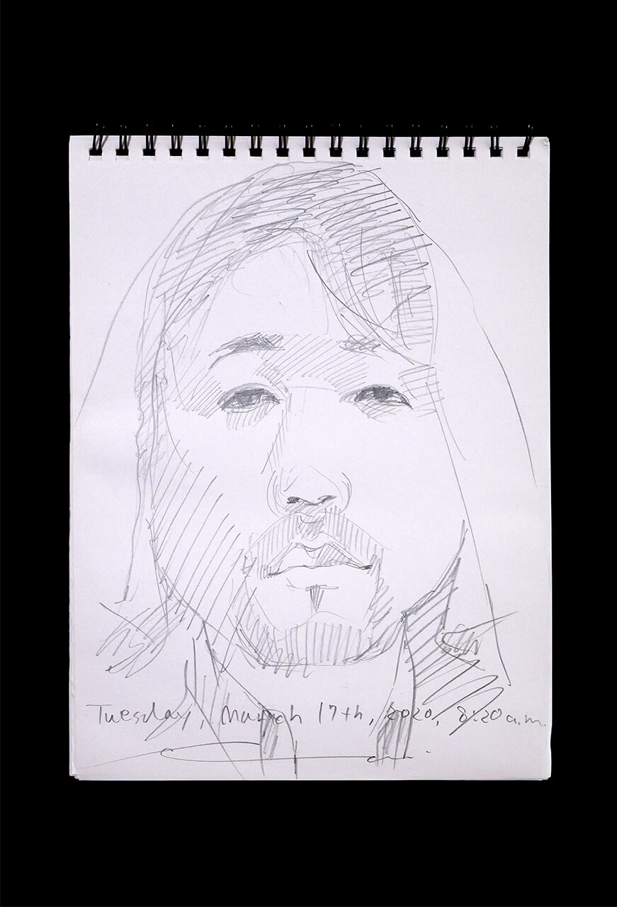 Contemporary artist SHINTAKU Tomoni's 2020/3/17 Self-portrait or pencil drawing