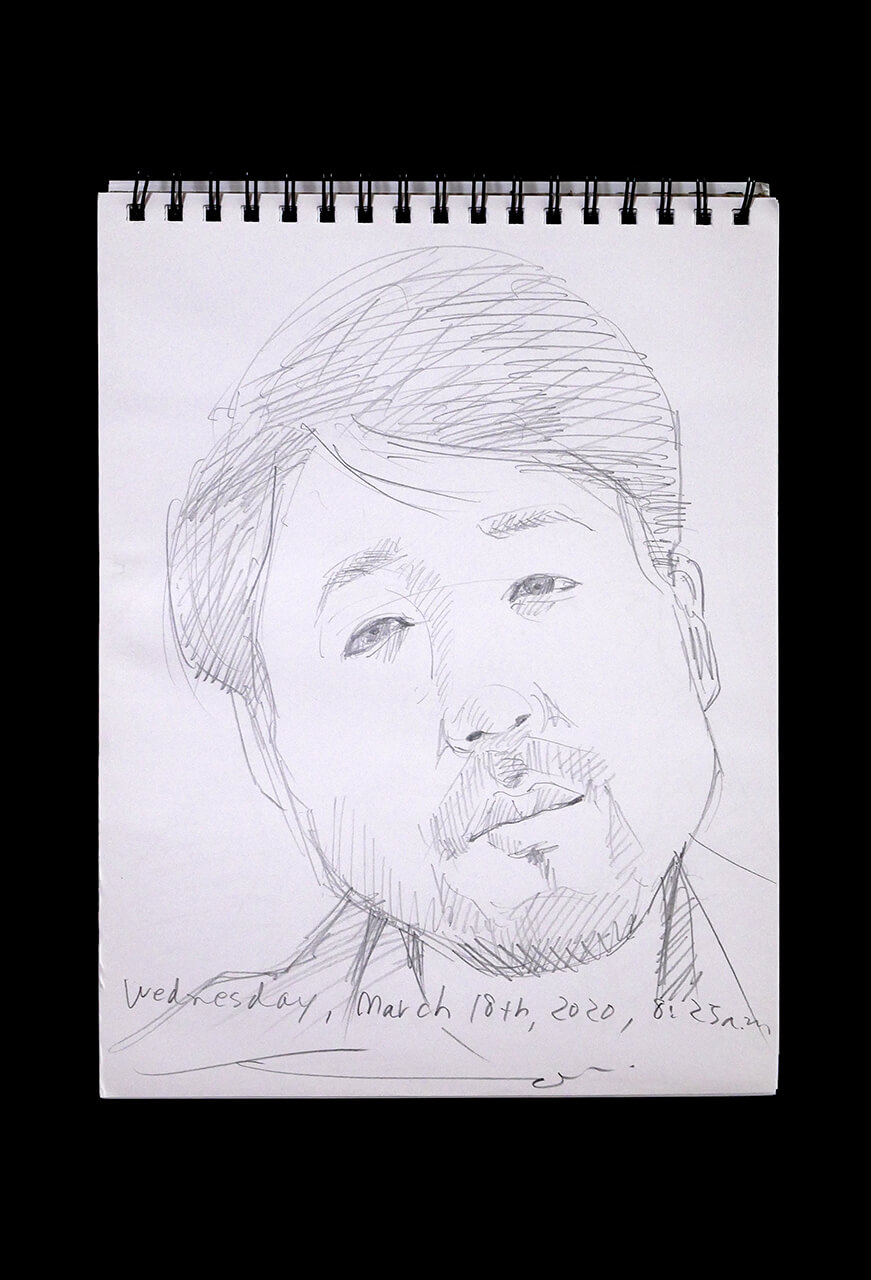 Contemporary artist SHINTAKU Tomoni's 2020/3/18 Self-portrait or pencil drawing