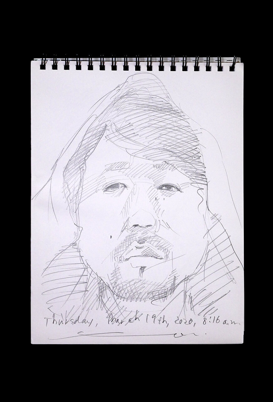 Contemporary artist SHINTAKU Tomoni's 2020/3/19 Self-portrait or pencil drawing