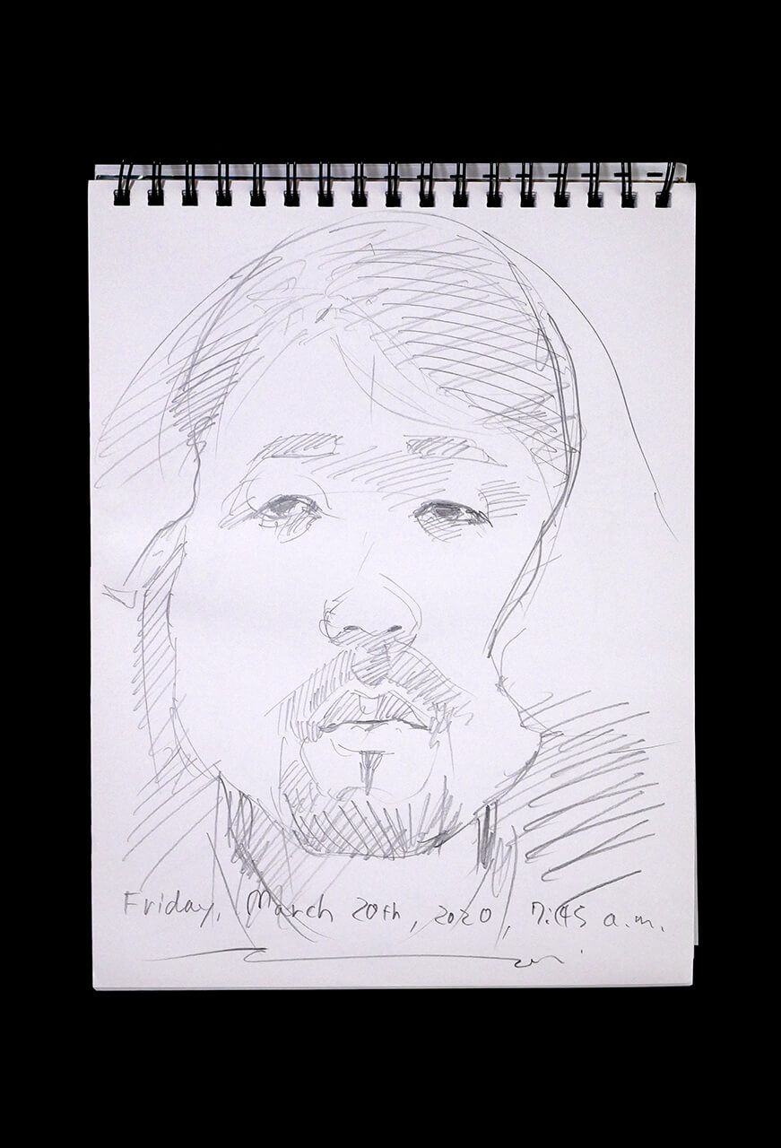 Contemporary artist SHINTAKU Tomoni's 2020/3/20 Self-portrait or pencil drawing
