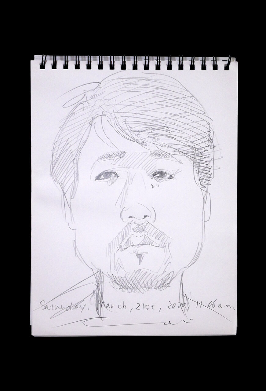 Contemporary artist SHINTAKU Tomoni's 2020/3/21 Self-portrait or pencil drawing