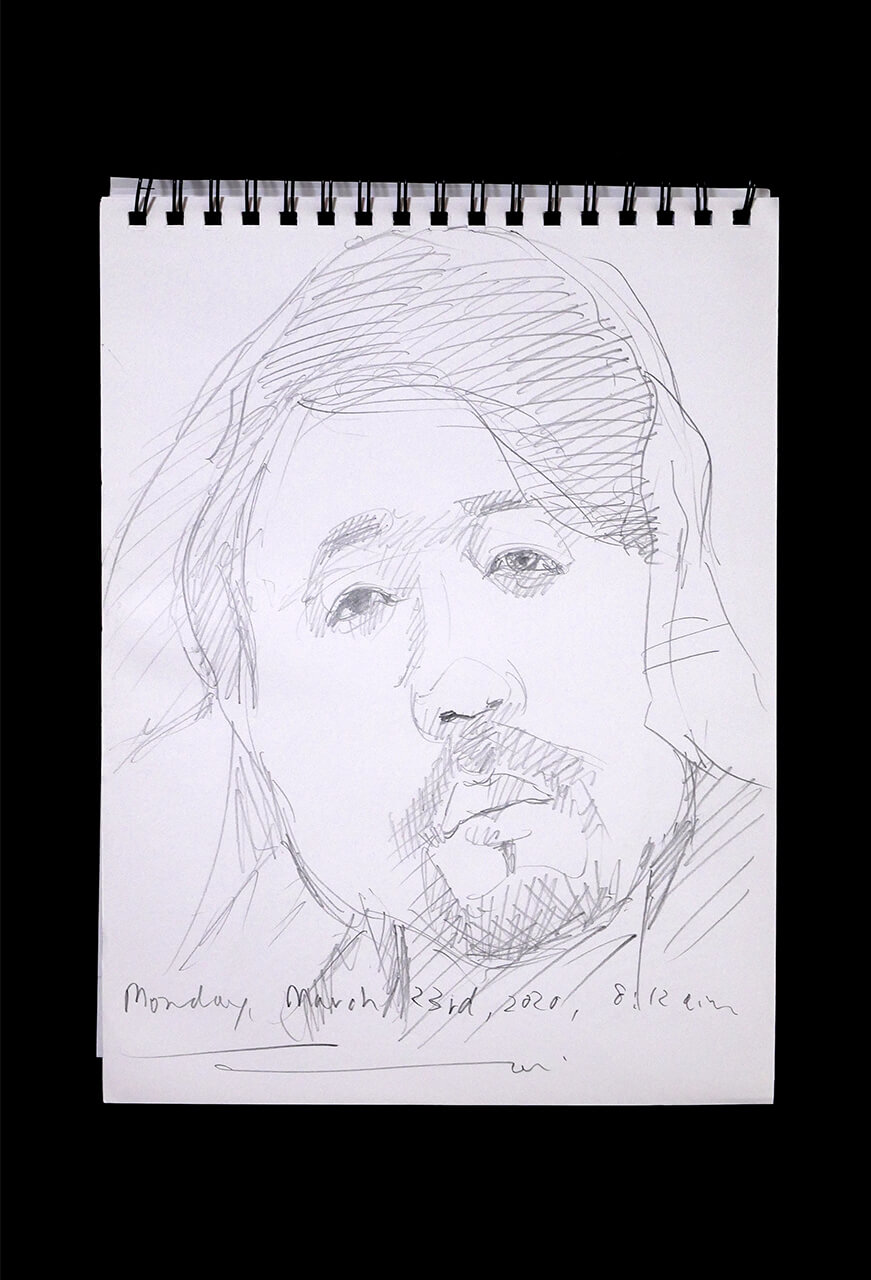 Contemporary artist SHINTAKU Tomoni's 2020/3/23 Self-portrait or pencil drawing