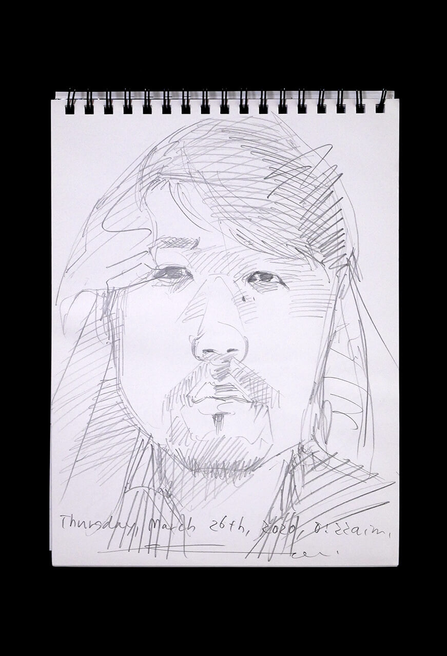 Contemporary artist SHINTAKU Tomoni's 2020/3/26 Self-portrait or pencil drawing