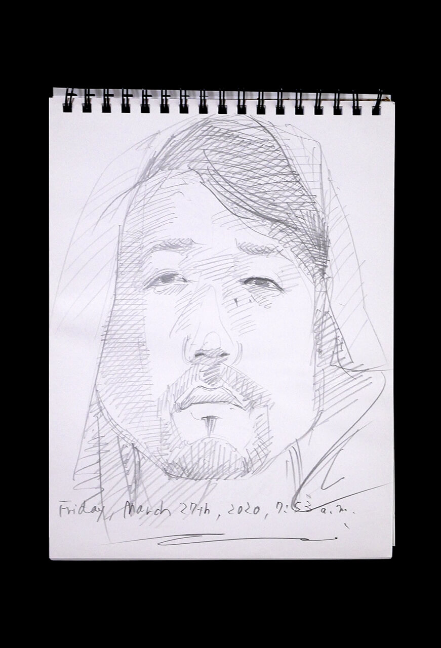 Contemporary artist SHINTAKU Tomoni's 2020/3/27 Self-portrait or pencil drawing