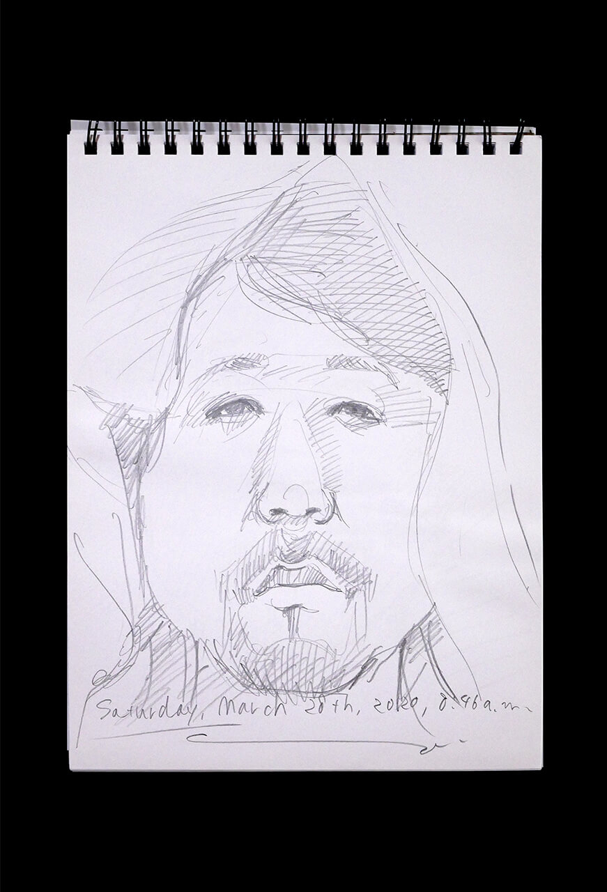 Contemporary artist SHINTAKU Tomoni's 2020/3/28 Self-portrait or pencil drawing
