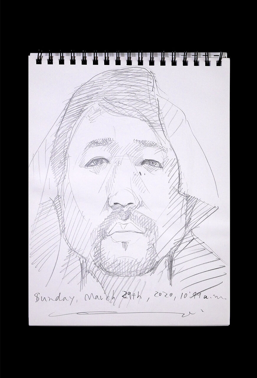 Contemporary artist SHINTAKU Tomoni's 2020/3/29 Self-portrait or pencil drawing