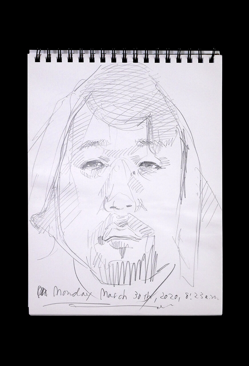 Contemporary artist SHINTAKU Tomoni's 2020/3/30 Self-portrait or pencil drawing