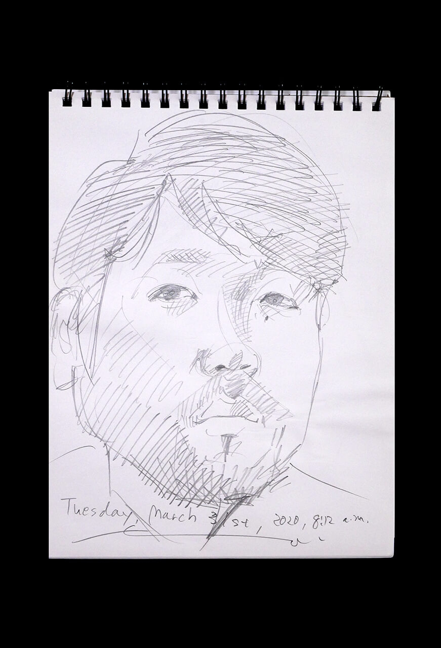 Contemporary artist SHINTAKU Tomoni's 2020/3/31 Self-portrait or pencil drawing