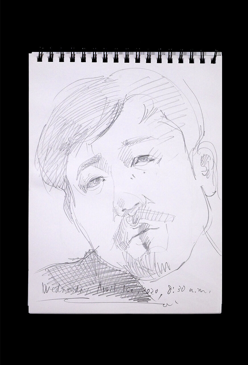 Contemporary artist SHINTAKU Tomoni's 2020/4/1 Self-portrait or pencil drawing