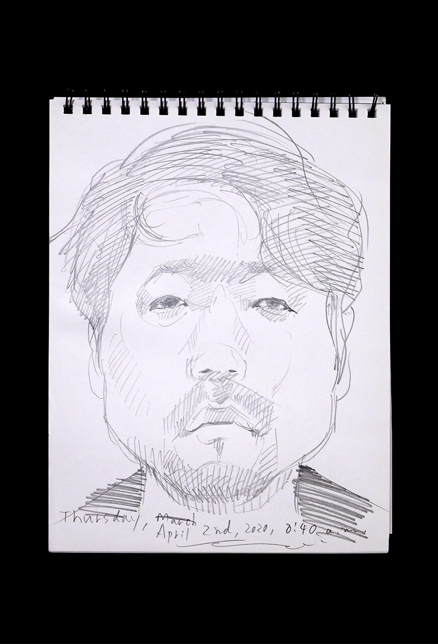 Contemporary artist SHINTAKU Tomoni's 2020/4/2 Self-portrait or pencil drawing