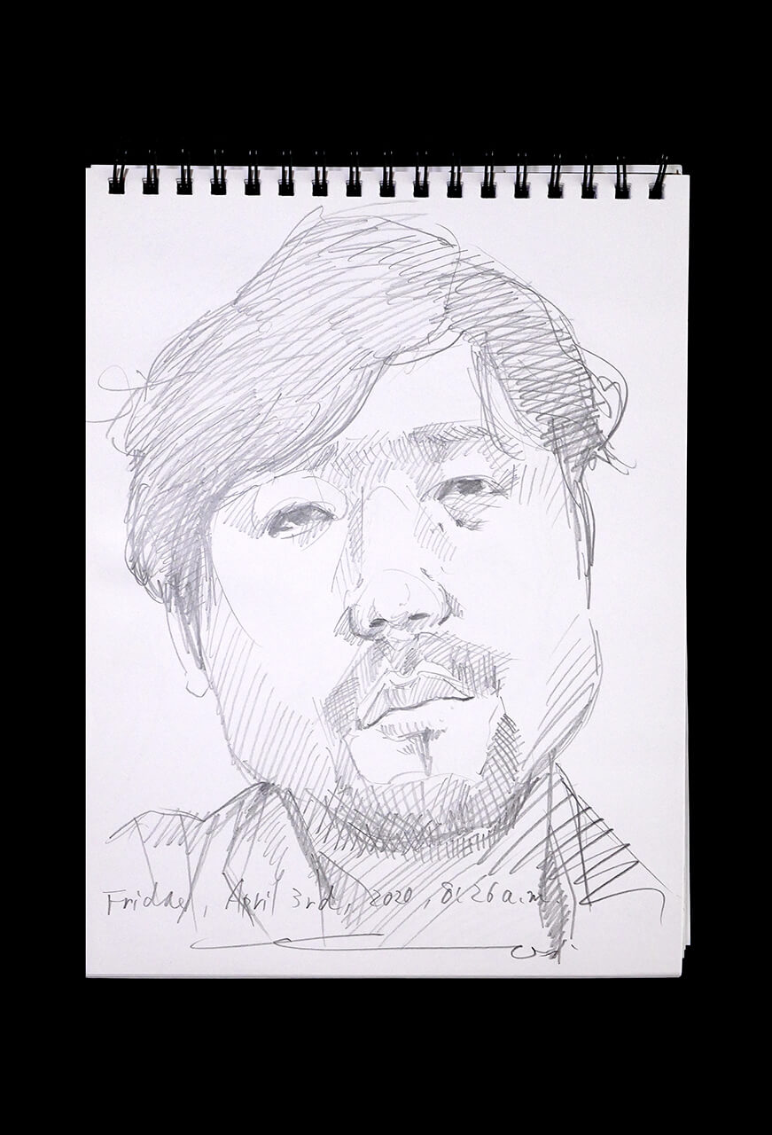 Contemporary artist SHINTAKU Tomoni's 2020/4/3 Self-portrait or pencil drawing