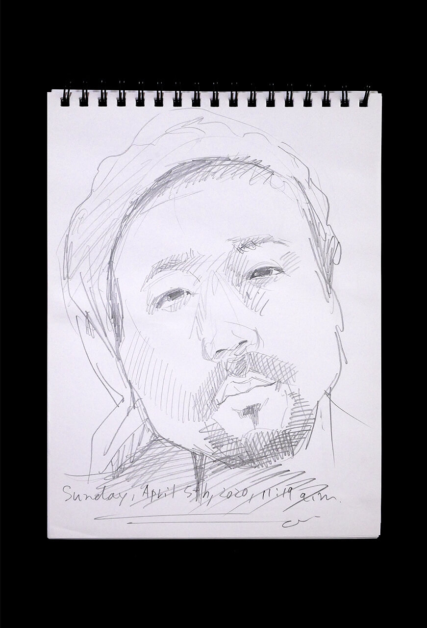 Contemporary artist SHINTAKU Tomoni's 2020/4/5 Self-portrait or pencil drawing