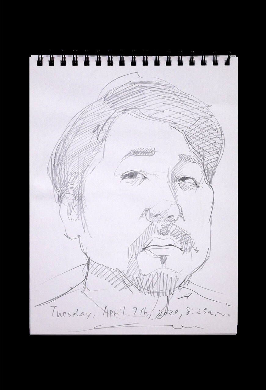 Contemporary artist SHINTAKU Tomoni's 2020/4/7 Self-portrait or pencil drawing