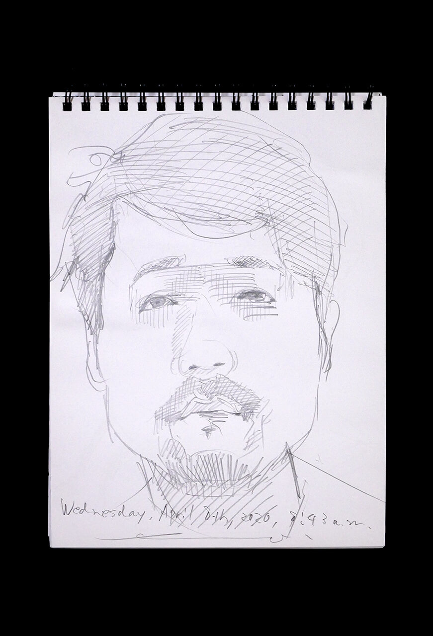 Contemporary artist SHINTAKU Tomoni's 2020/4/8 Self-portrait or pencil drawing