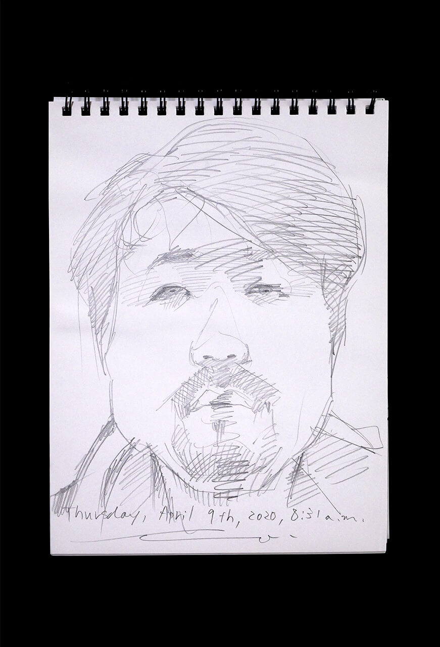 Contemporary artist SHINTAKU Tomoni's 2020/4/9 Self-portrait or pencil drawing