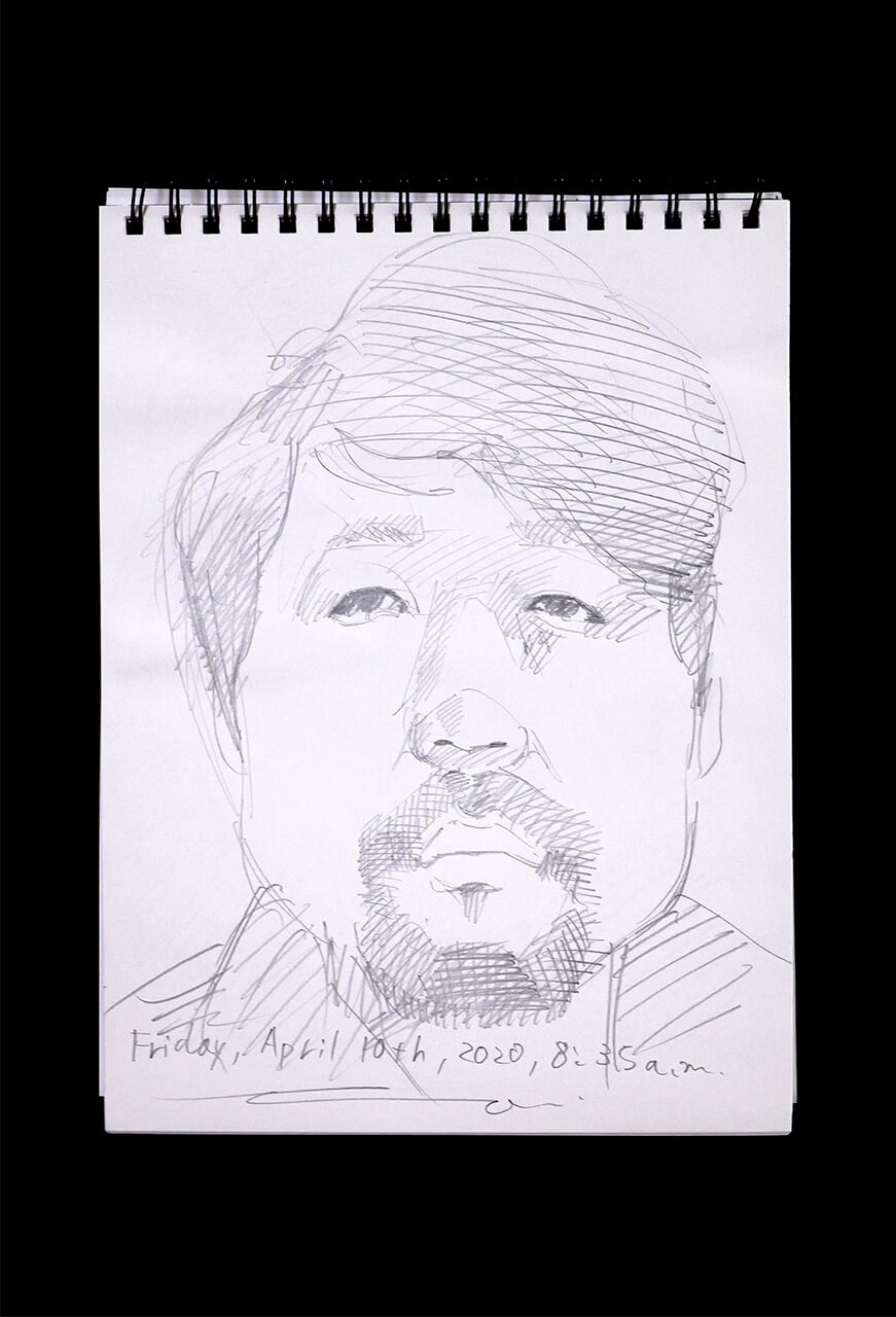 Contemporary artist SHINTAKU Tomoni's 2020/4/10 Self-portrait or pencil drawing