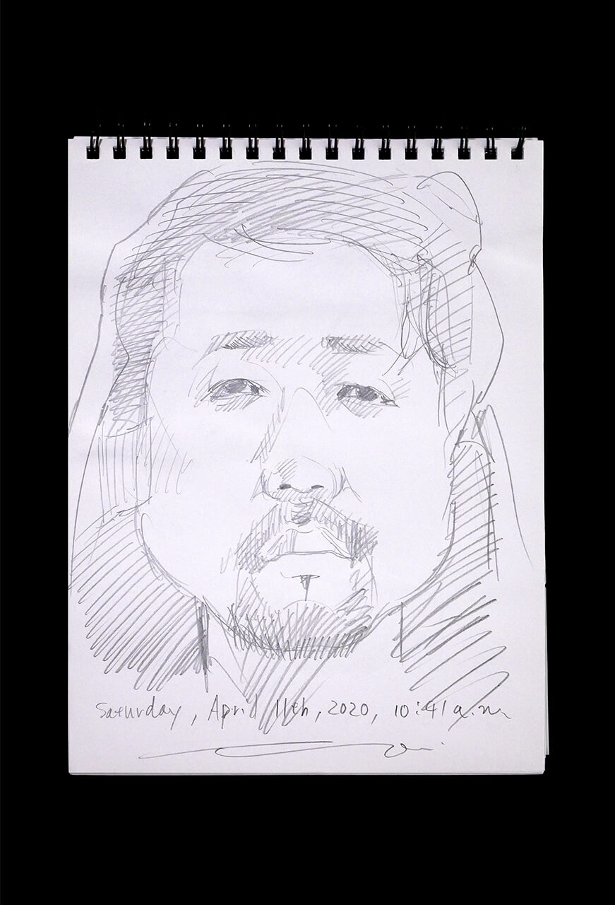 Contemporary artist SHINTAKU Tomoni's 2020/4/11 Self-portrait or pencil drawing