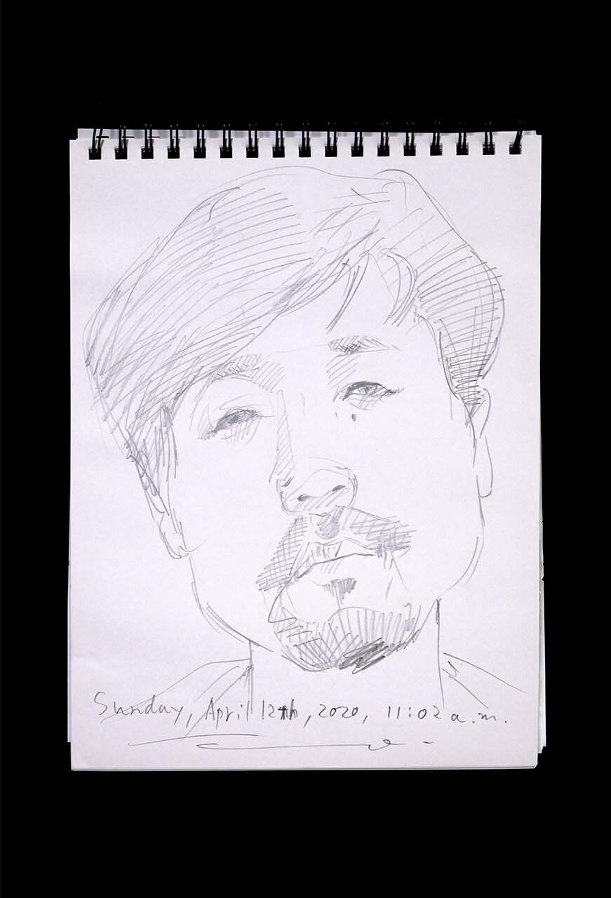 Contemporary artist SHINTAKU Tomoni's 2020/4/12 Self-portrait or pencil drawing