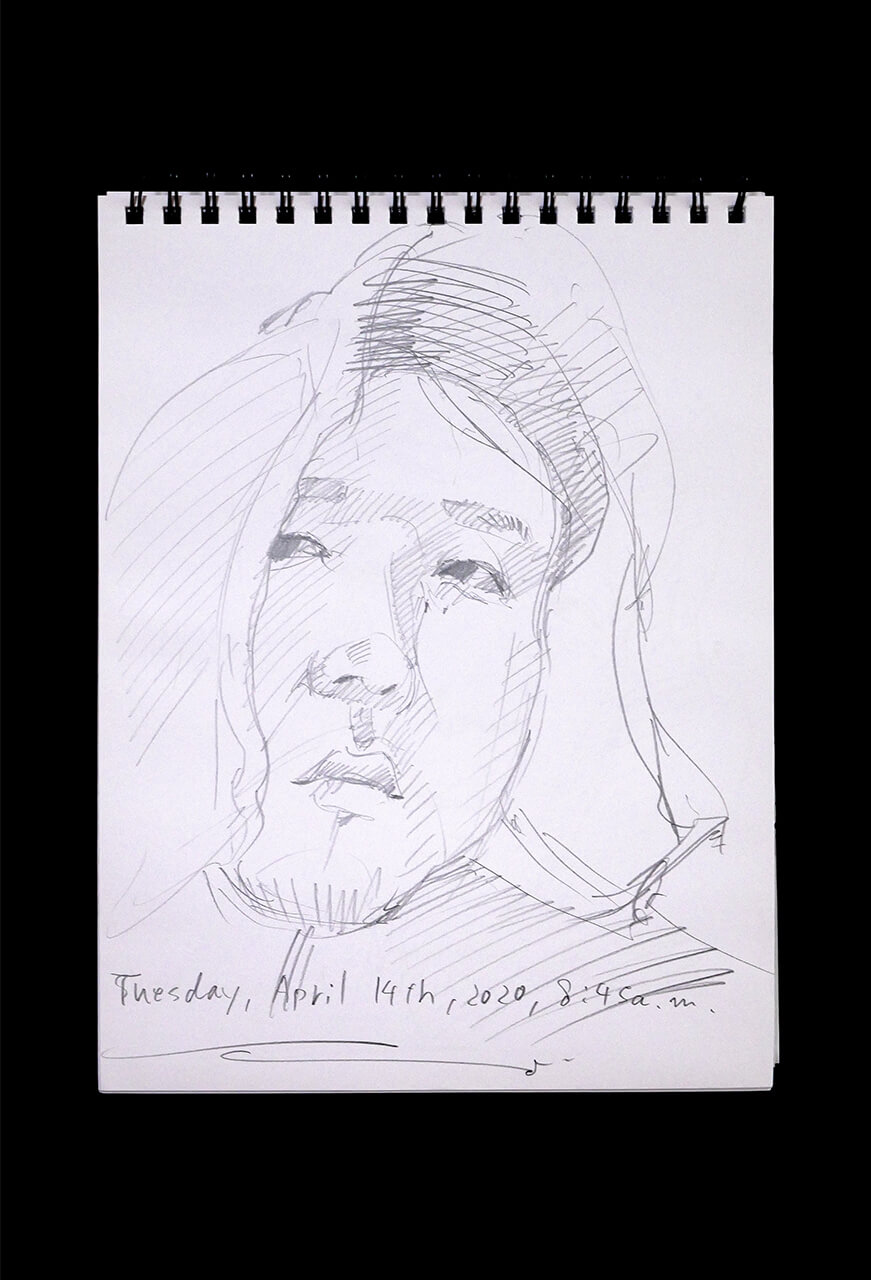 Contemporary artist SHINTAKU Tomoni's 2020/4/14 Self-portrait or pencil drawing