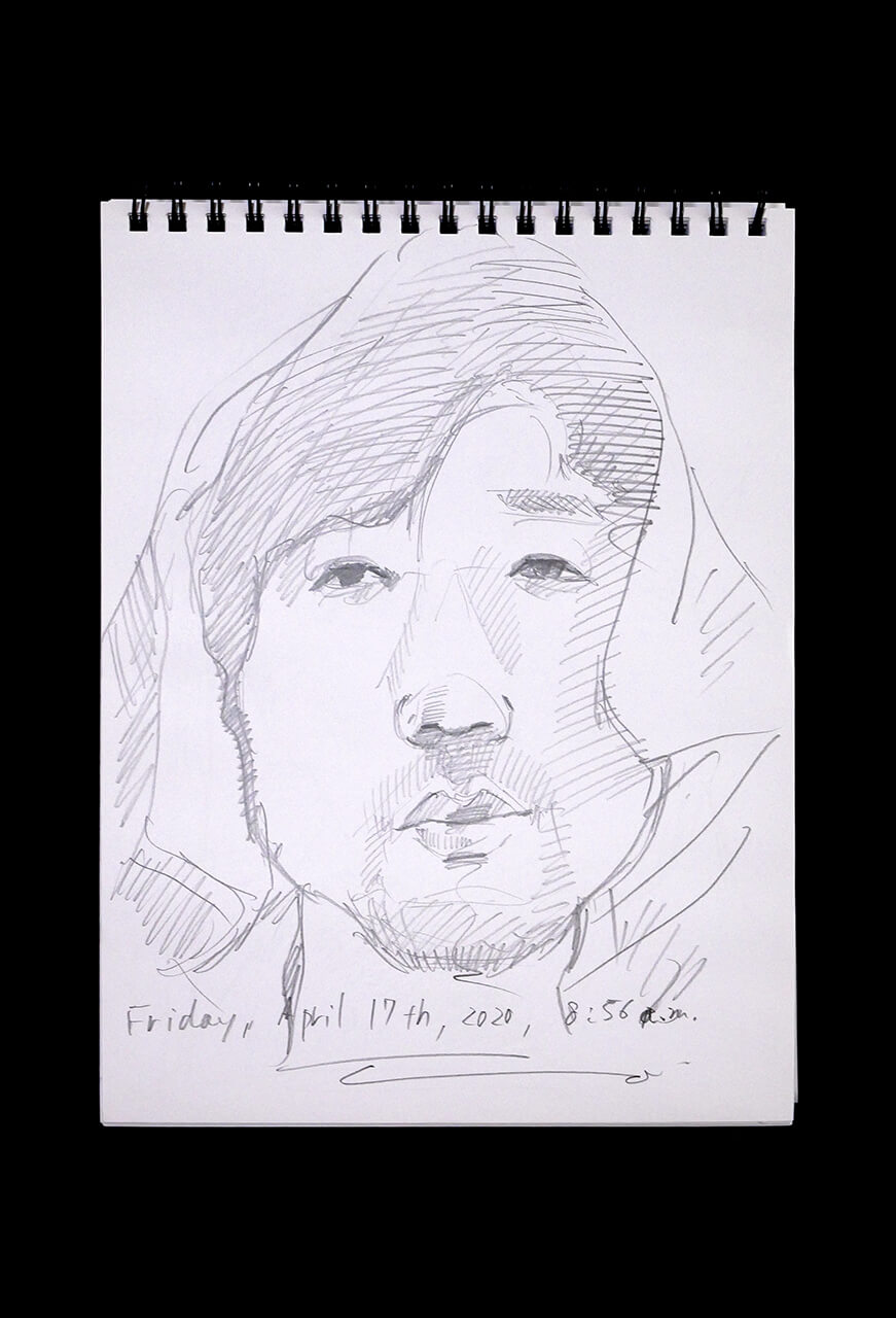 Contemporary artist SHINTAKU Tomoni's 2020/4/17 Self-portrait or pencil drawing