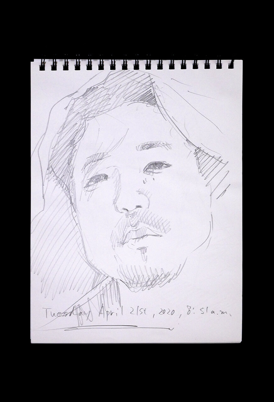 Contemporary artist SHINTAKU Tomoni's 2020/4/21 Self-portrait or pencil drawing