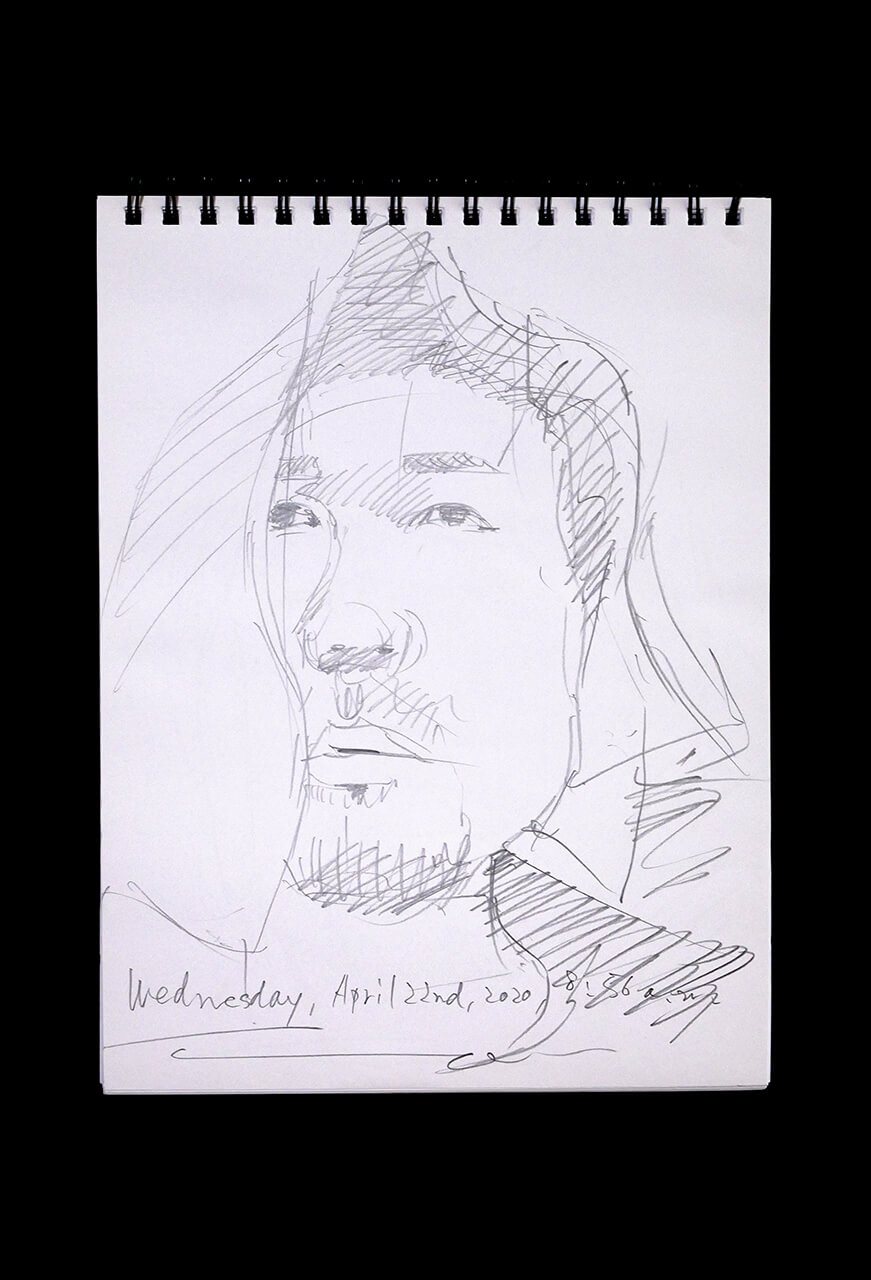 Contemporary artist SHINTAKU Tomoni's 2020/4/22 Self-portrait or pencil drawing