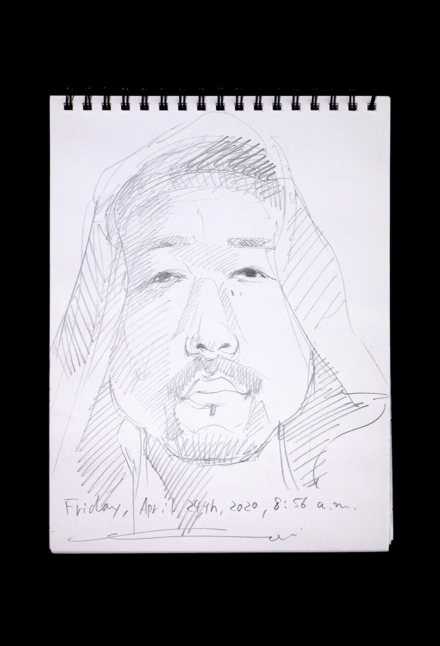 Contemporary artist SHINTAKU Tomoni's 2020/4/24 Self-portrait or pencil drawing