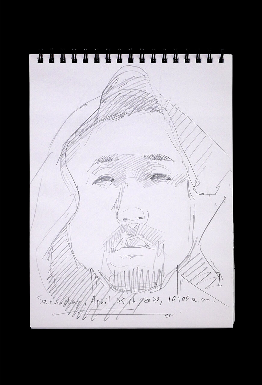 Contemporary artist SHINTAKU Tomoni's 2020/4/25 Self-portrait or pencil drawing