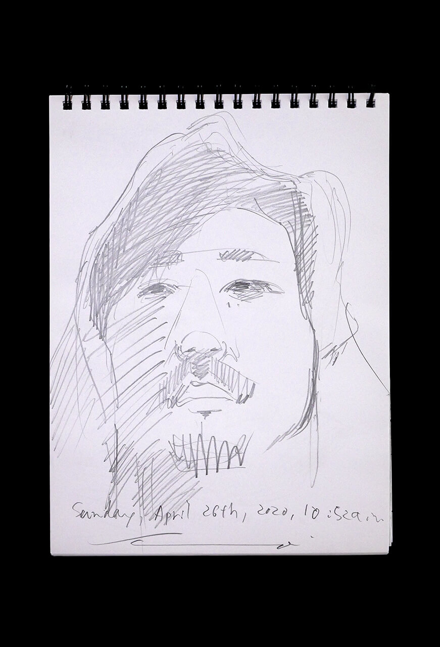 Contemporary artist SHINTAKU Tomoni's 2020/4/26 Self-portrait or pencil drawing