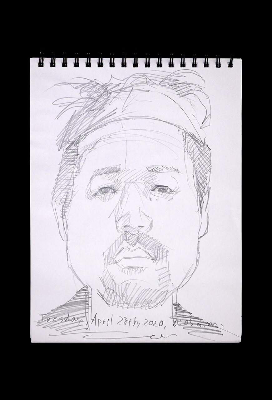 Contemporary artist SHINTAKU Tomoni's 2020/4/28 Self-portrait or pencil drawing