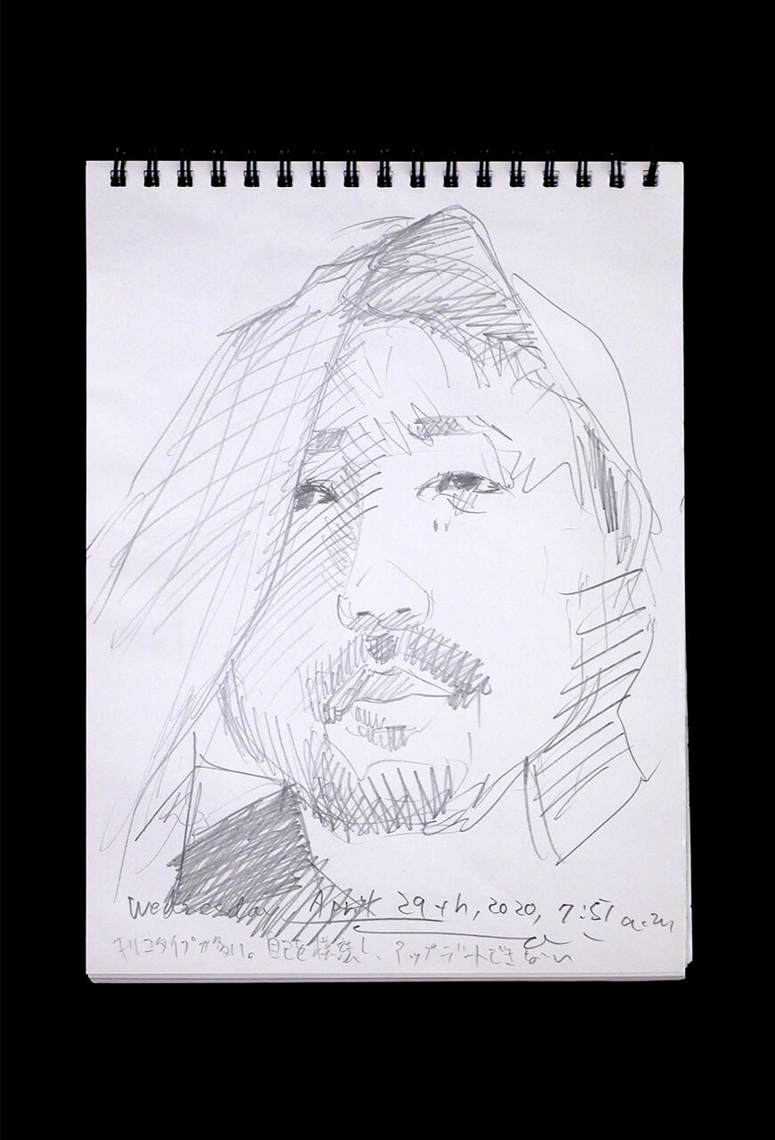 Contemporary artist SHINTAKU Tomoni's 2020/4/29 Self-portrait or pencil drawing