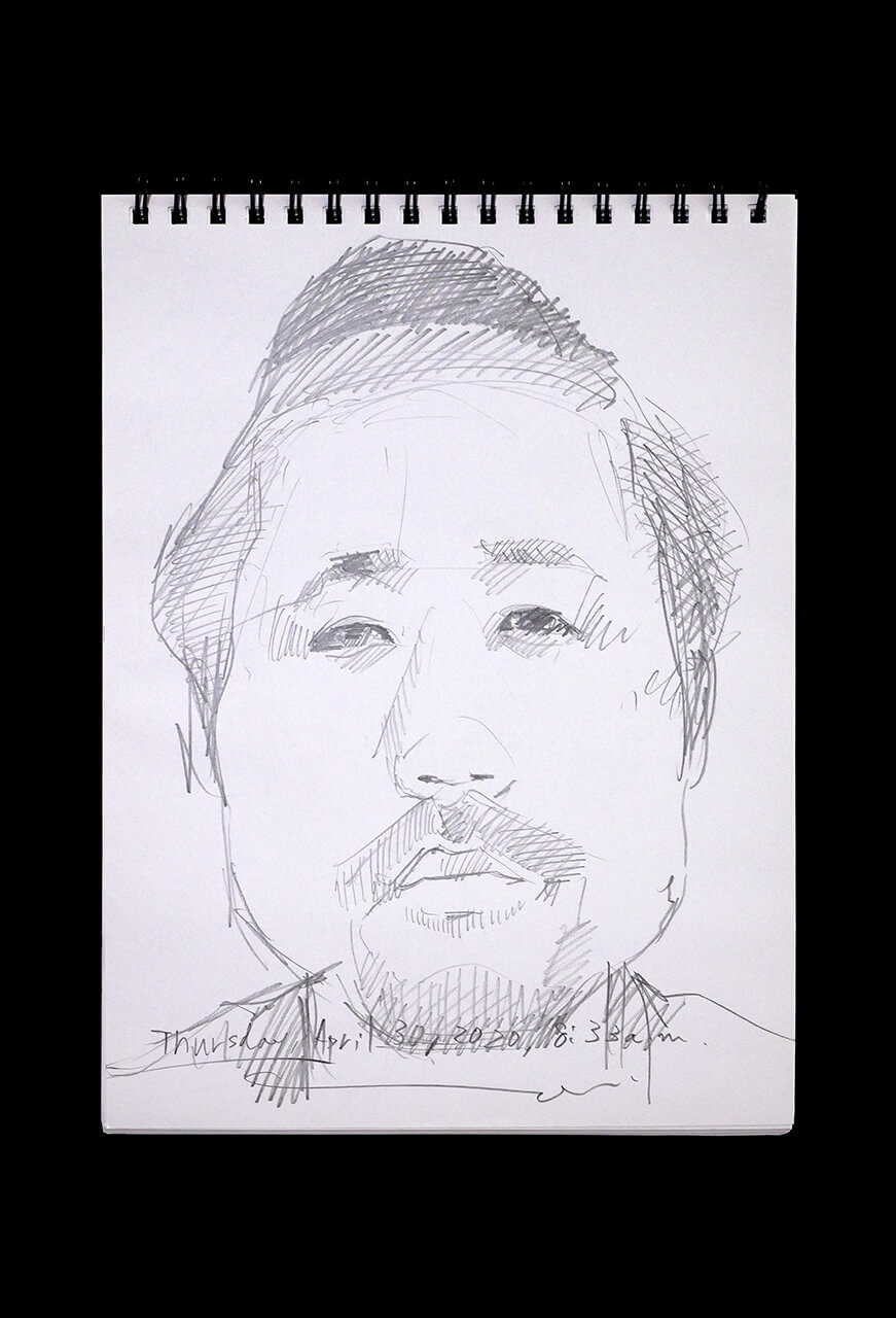 Contemporary artist SHINTAKU Tomoni's 2020/4/30 Self-portrait or pencil drawing