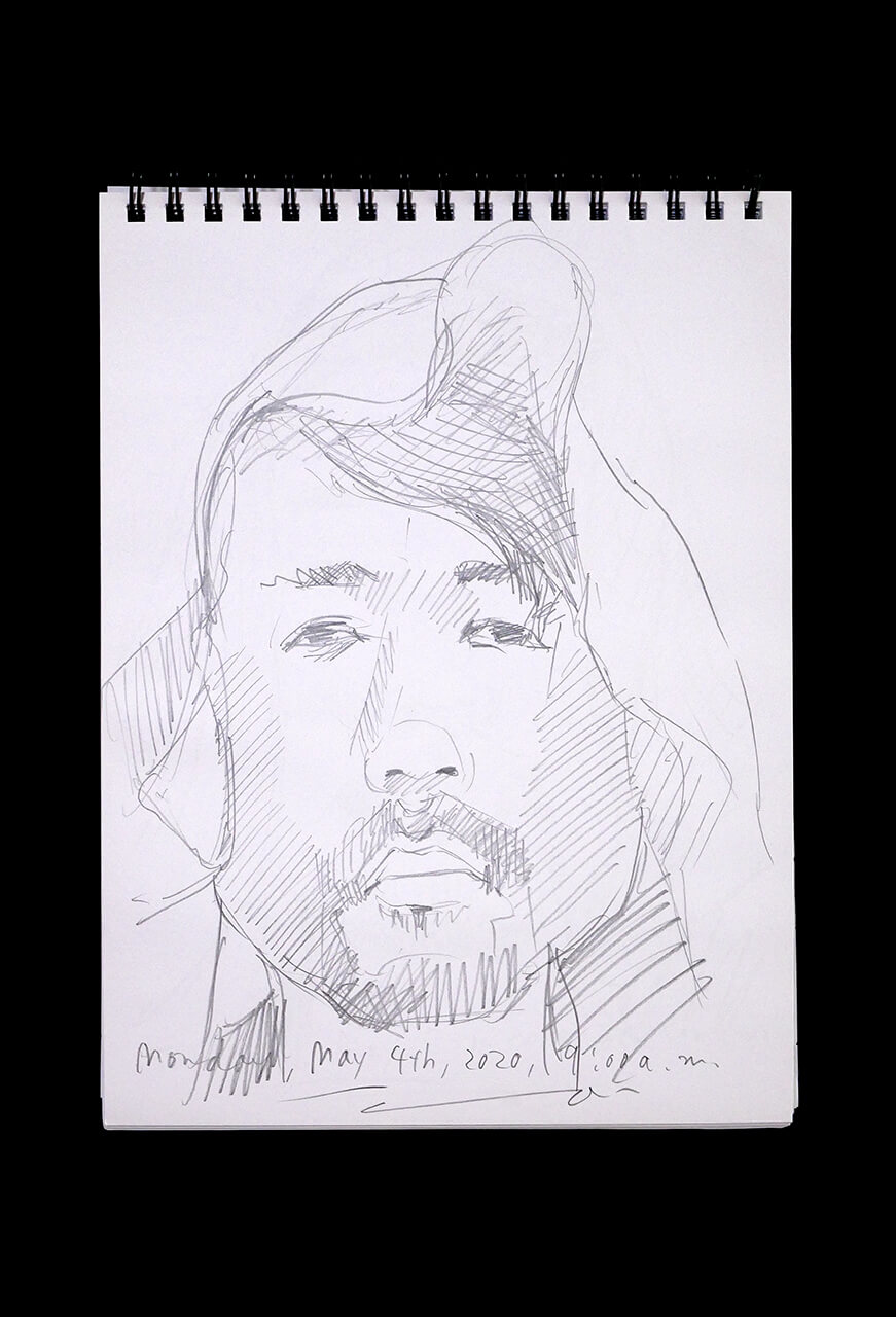 Contemporary artist SHINTAKU Tomoni's 2020/5/4 Self-portrait or pencil drawing