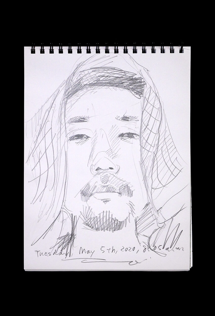Contemporary artist SHINTAKU Tomoni's 2020/5/5 Self-portrait or pencil drawing