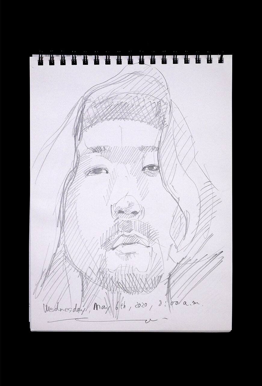 Contemporary artist SHINTAKU Tomoni's 2020/5/6 Self-portrait or pencil drawing