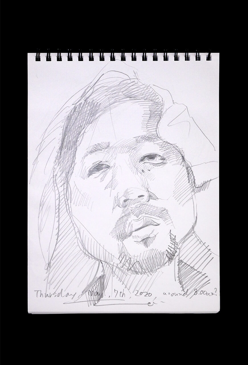 Contemporary artist SHINTAKU Tomoni's 2020/5/7 Self-portrait or pencil drawing