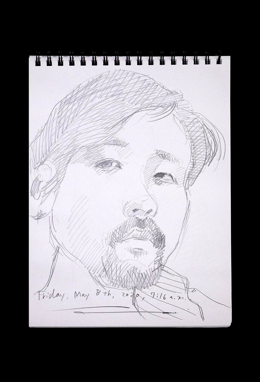 Contemporary artist SHINTAKU Tomoni's 2020/5/8 Self-portrait or pencil drawing