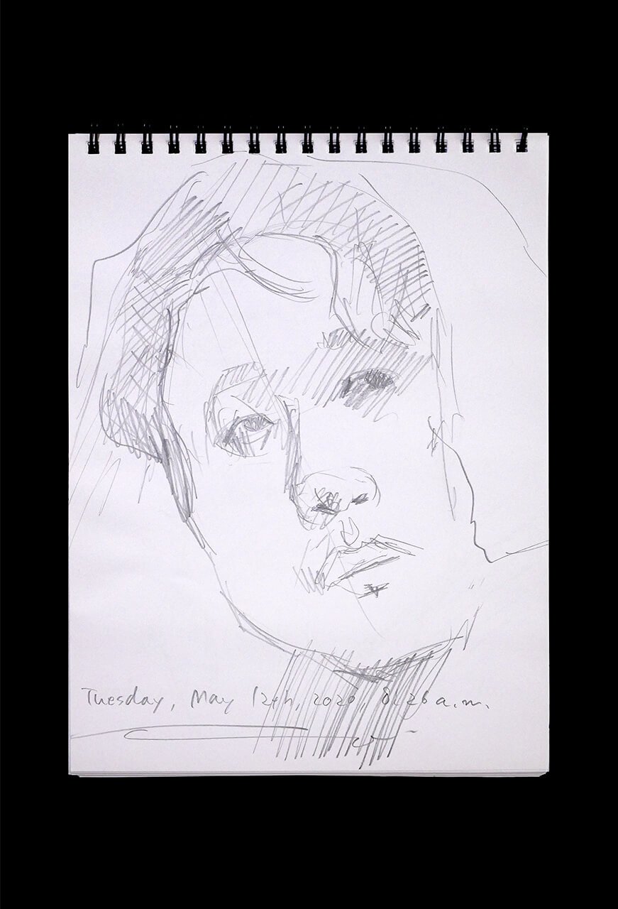 Contemporary artist SHINTAKU Tomoni's 2020/5/12 Self-portrait or pencil drawing