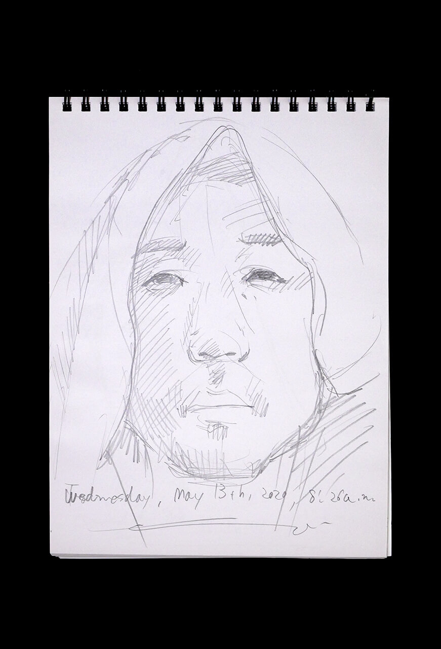 Contemporary artist SHINTAKU Tomoni's 2020/5/13 Self-portrait or pencil drawing