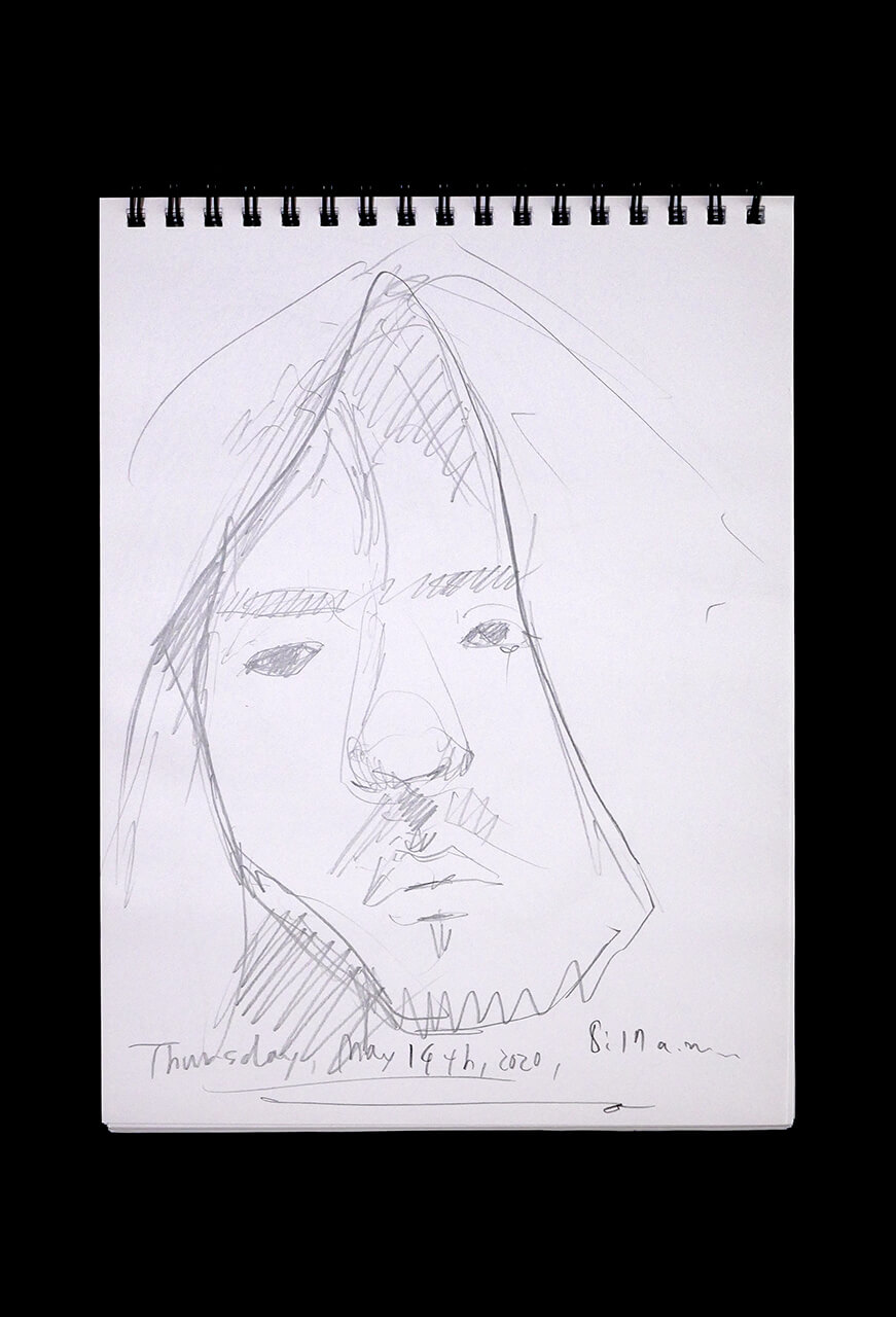 Contemporary artist SHINTAKU Tomoni's 2020/5/14 Self-portrait or pencil drawing