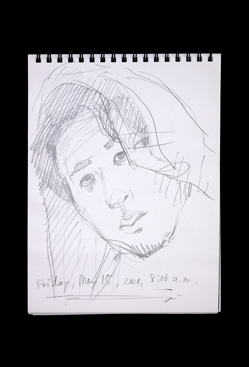 Contemporary artist SHINTAKU Tomoni's 2020/5/15 Self-portrait or pencil drawing