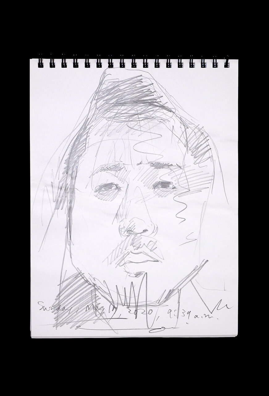 Contemporary artist SHINTAKU Tomoni's 2020/5/17 Self-portrait or pencil drawing