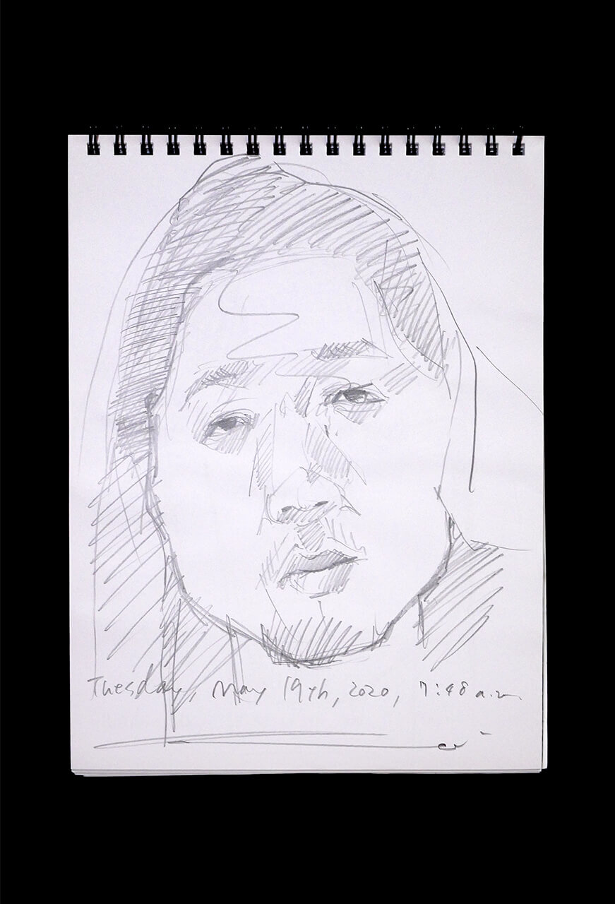 Contemporary artist SHINTAKU Tomoni's 2020/5/19 Self-portrait or pencil drawing