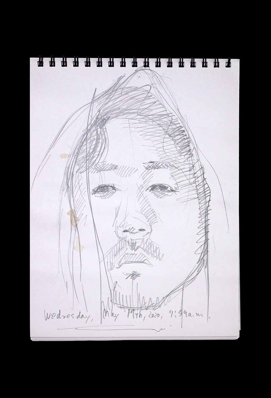 Contemporary artist SHINTAKU Tomoni's 2020/5/20 Self-portrait or pencil drawing