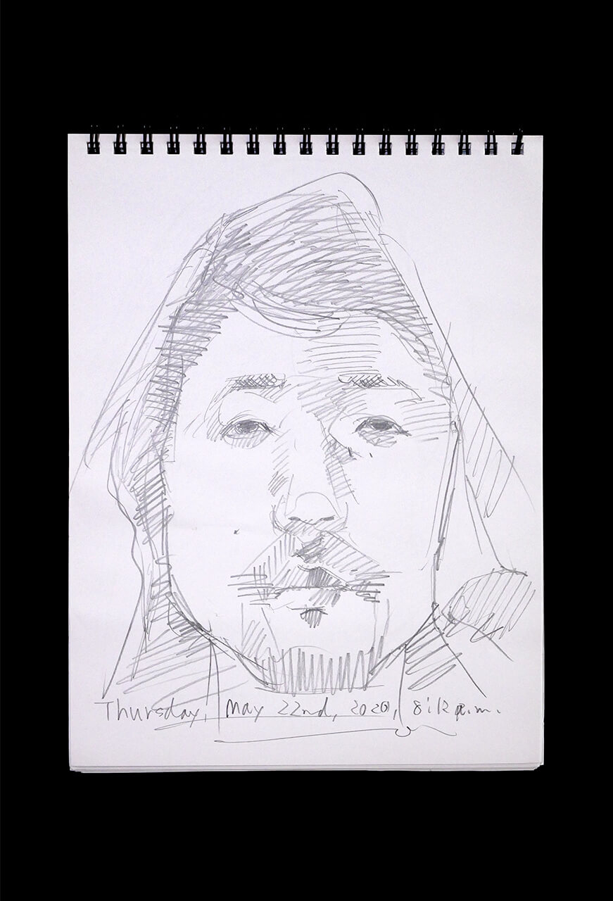 Contemporary artist SHINTAKU Tomoni's 2020/5/21 Self-portrait or pencil drawing