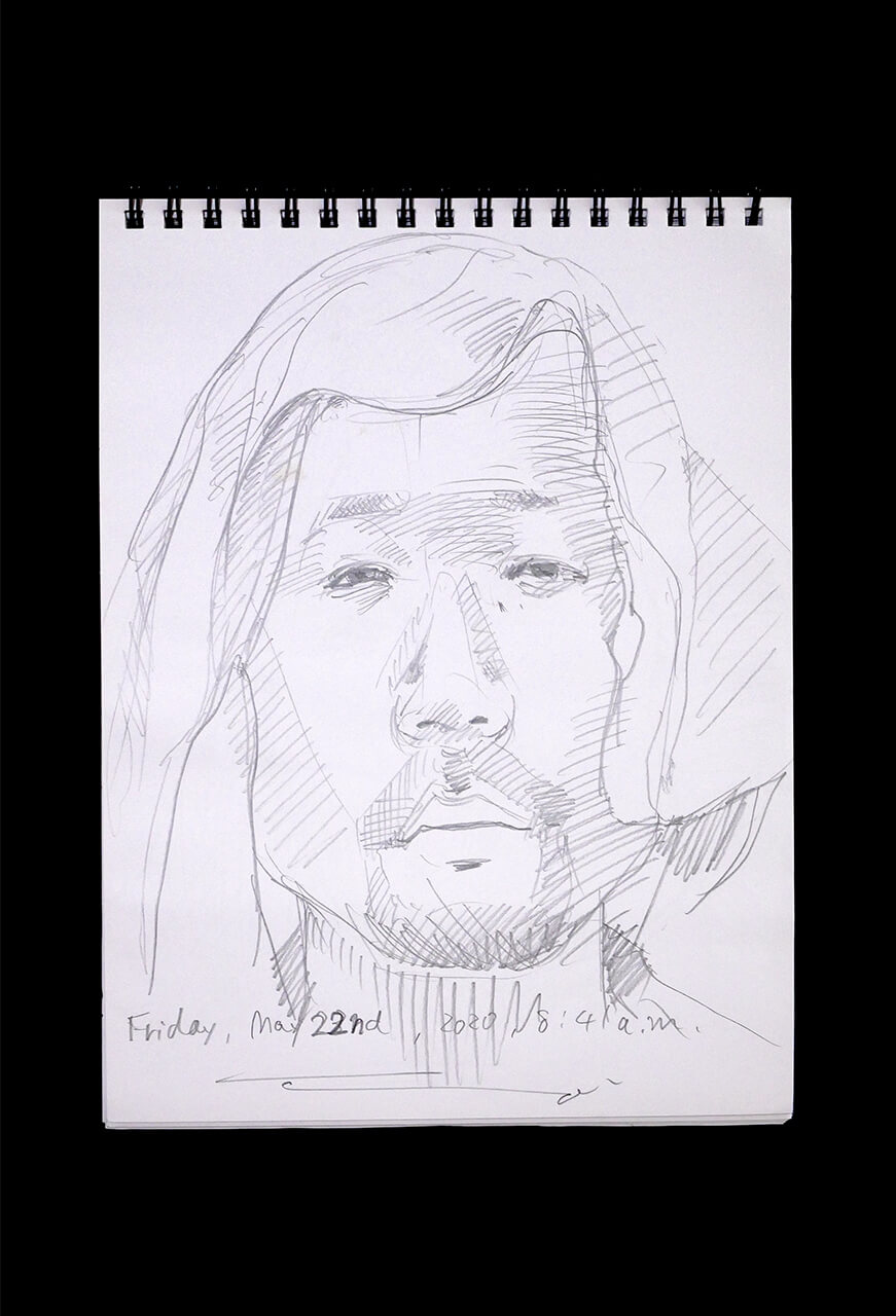 Contemporary artist SHINTAKU Tomoni's 2020/5/22 Self-portrait or pencil drawing