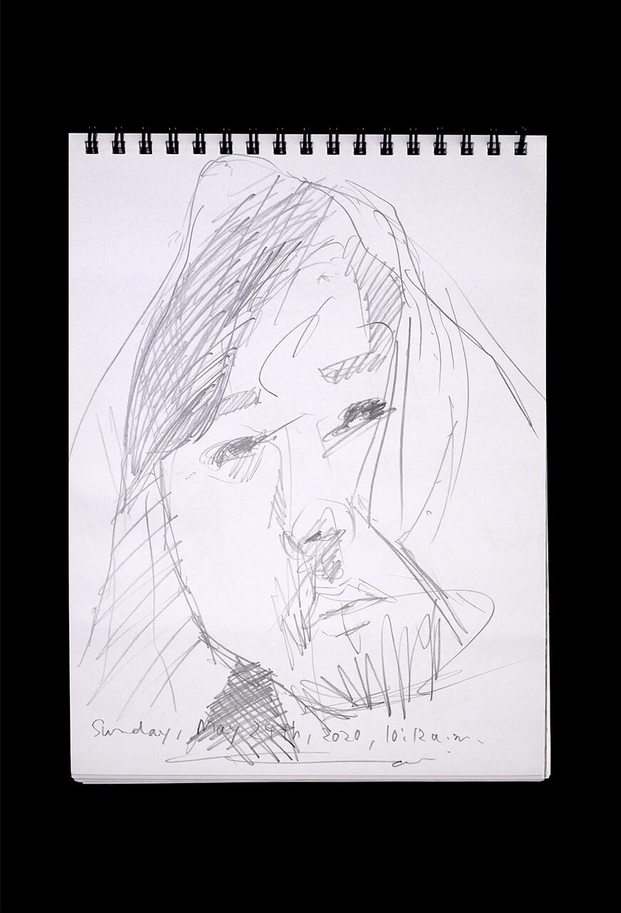 Contemporary artist SHINTAKU Tomoni's 2020/5/24 Self-portrait or pencil drawing
