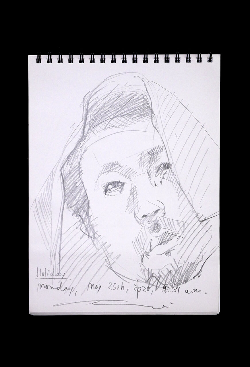 Contemporary artist SHINTAKU Tomoni's 2020/5/25 Self-portrait or pencil drawing